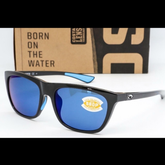 Costa Black Cheeca 580 Blue Mirror Plastic Lens Sunglasses